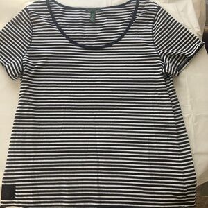LRL Lauren Jeans Co Striped  T-shirt Tee XL Navy White